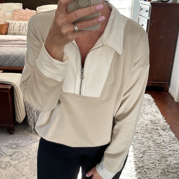Time and Tru Tan and Cream 1/4 Zip Top Size XL - Picture 5 of 9